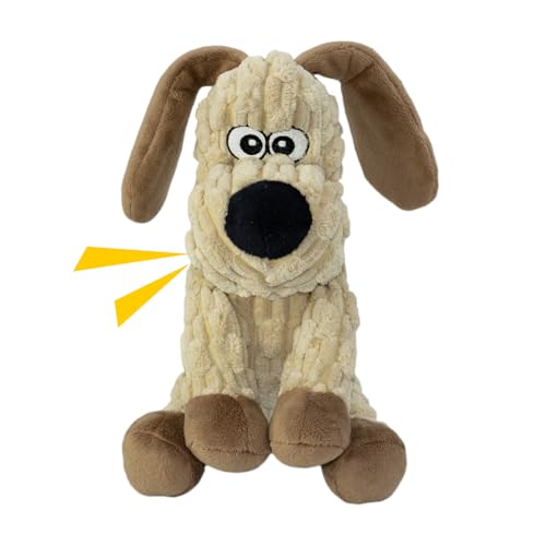 Squeaky Stuffed Dog Toys, Chew Dog for Large Medium Small Breeds - color: Khaki