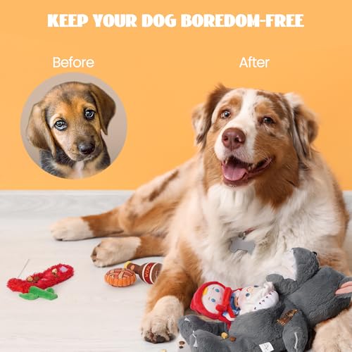 Nocciola Fairy Tale Squeaky Dog Toys, Cute Interactive Plush Stuffed Hide and Seek Cognitive Puzzle Puppy Crinkle Chew Toy for Small, Medium Breed - style: Little Red