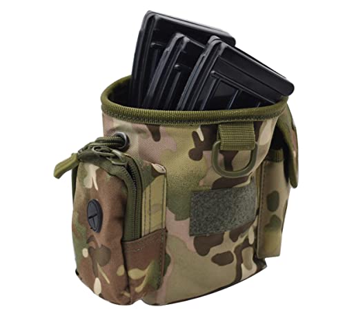 Compact Drawstring Tactical Dump Pouch Bag Dog Treat Training Pouch for Range Shooting, Hunting Airsoft ，Also As Training Bag for Doggie Puppy Treat Snack Pet Toys - color: CAMO
