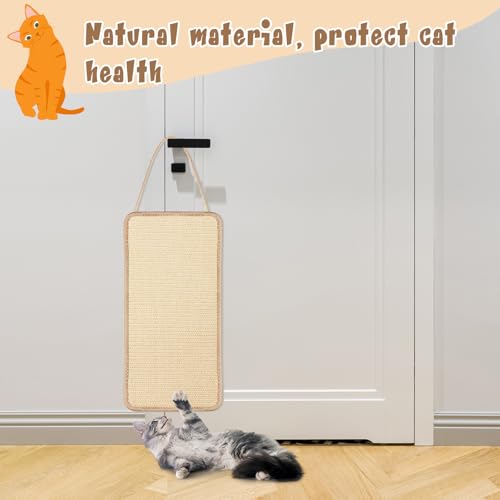 Dansydaisy 2 Pack Sisal Door Cat Scratcher Hanging Scratching Mat, Natural - color: Natural