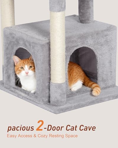 23.6" Cat Tree for Large Cat, 19 * 15.8 in Large Perch, Light Gray - color: Light Gray