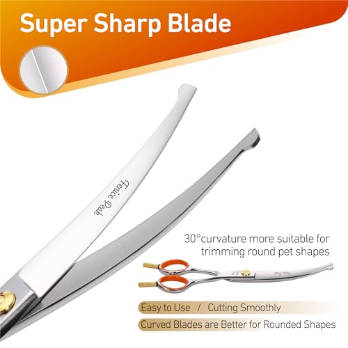 5" 3-in-1 Dog Grooming Scissors Set with Comb, Straight, Curved & Thinning Shears, Japanese 440C Stainless Steel Pet Grooming Kit for Dogs and Cats, Sharp Durable Blades - color: Combo, size: 5"