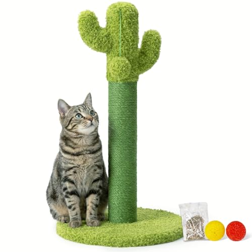 Happi N Pets Cactus Cat Tree, Cactus Cat Scratching Post with Toys - size: 24"
