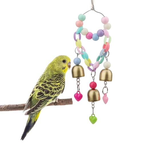 Hypeety Bird Bell Toy with Sweet Sound Cage Hanging Swing Bell for Parakeet - color: Bell Toy-3 bells (A)