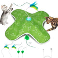 Muhhiba Interactive Cat Toys Rechargeable, Hide and Seek Kitten Toy with Touch Activated, Moving Concealed Feather, Tumbler Toy Design, Automatic Cat Toys for Indoor Cats to Chase and Exercise