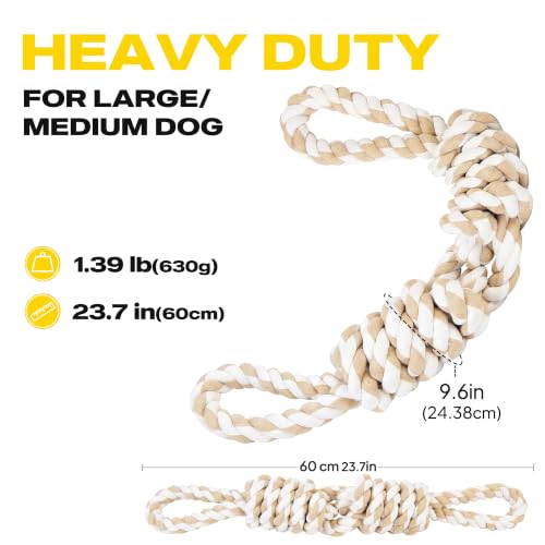 Fida Dog Rope Toys for Aggressive Chewers, Tug Toys for Large Medium Dogs - color: White-2 handles