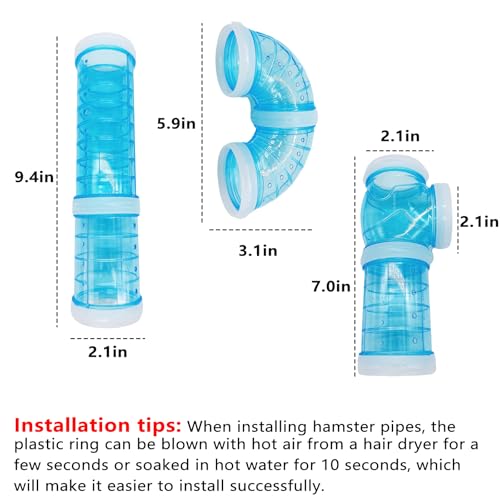 8pcs DIY Hamster Tunnel Tubes Toys for Dwarf Hamsters Gerbils Mice - color: Blue