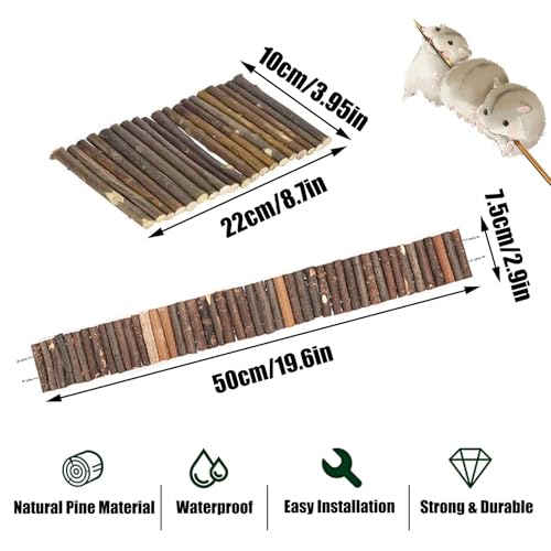 PINVNBY Natural Wooden Bendy Hamster Bridge Rat Climbing Ladder Toys - size: L:19.6x3inches, 8.6x4inches