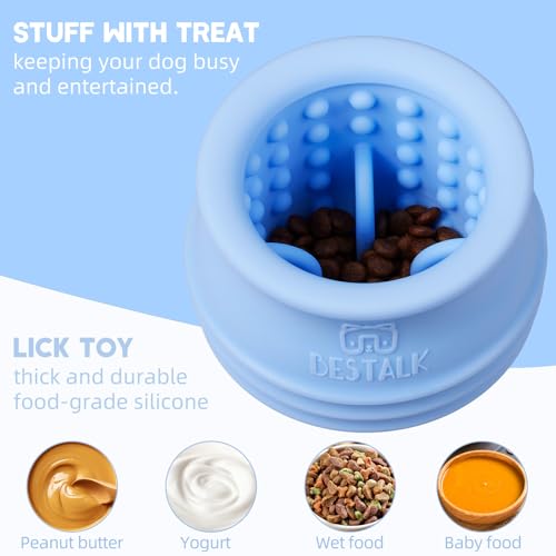 Dog Enrichment Treat Toy, Long-Lasting Wobbly Interactive Freeze Lick Toys for Dogs, Stuffable Puzzle Feeder Toy for Boredom, Silicone Treat Dispensing Chew Toy (Baby Blue,S) - color: Baby Blue, size: S