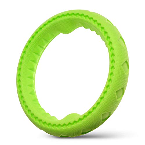 Dog Chewing Ring - Soft Rubber Ring Dental Chewing Teething Biting Chasing Training Toy for Small and Medium Dog Puppy - 7", Green - color: Green Ring, size: 7"