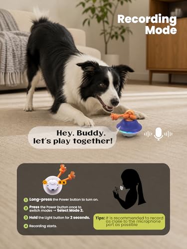 Interactive Dog Toy, 3 Play Modes Smart Moving Bouncing Dogs Ball with Rope - color: Orange-1