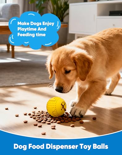 Treat Dispensing Dog Toy Ball, Puzzle Slow Feeder Puppy Toy, 3'' Yellow