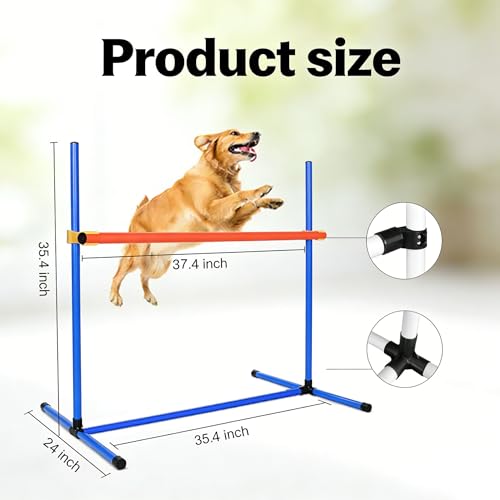 4 PCS Dog Agility Course Equipment, Adjustable Jump Bars Obstacle Training Supplies PVC Puppy Exercise and Coordination Training Kit with Carry Bag for Indoor Outdoor Use(Blue)