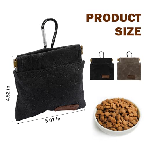2PCS Dog Treat Pouch, Portable Hand-Free Dog Training Bag with Auto-Closing Design, Waterproof and Long-Lasting for Outdoor Walking, Puppy Training, and Travel (Black+Grey)