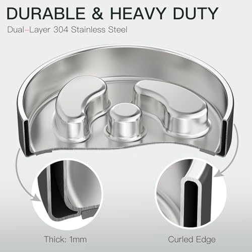 Feedoo Slow Feeder Dog Bowl-1Cup for Small Puppy, Double-Layer 304 Stainless Steel Puzzle Bowl, Anti-Choking for Fast Eaters, Heavy-Duty Non-Slip Base, Dishwasher Safe - color: Spiral-1Pack, size: S 1~1.5Cups