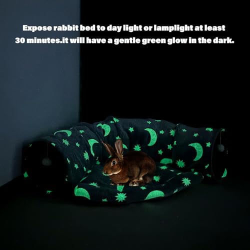 BWOGUE Bunny Tunnel Bed, 2-in-1 Collapsible Rabbit Tunnel Hideout with Mat - color: Grey