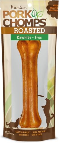 Pork Chomps Roasted Pressed Pork Skin Dog Chew, 7-inch Bone, 1 Count (Pack of 5) - size: 1 Count (Pack of 5)