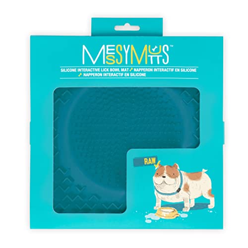 Messy Mutts Lick Bowl Mat, 10 Inch, Slow Feeder for Dogs Cats, Blue - color: Blue, size: 10" x 10" - Not Framed