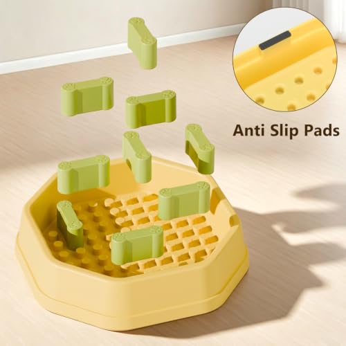 Slow Feeder Bowl with Removable Pegs for Small and Medium Dogs and Cats - color: Yellow