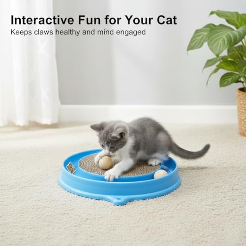 AUOON Cat Scratcher Toy with Ball Track for Indoor Cats and Kittens, Gray - color: Gray