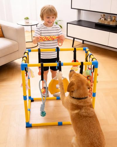 Indoor Puppy Play Gym, Dog Jungle Gym for Small Dogs, 23.6"x 23.6" - size: 23.6 x 23.6 x 23.6inch