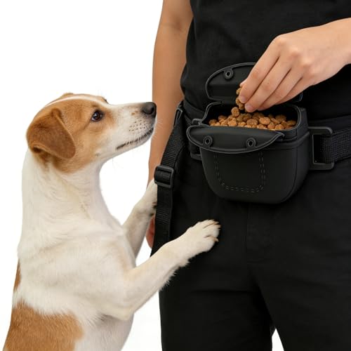 Silicone Dog Treat Pouch with Magnetic Closure,Hands-Free Pet Training Treat Pouches,Dog Trainer Treat Pouch Small，Dog Walking Fanny Pack for Puppy & Small Dogs
