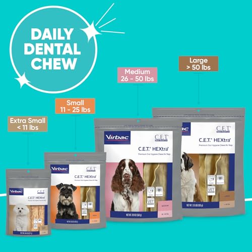 Virbac C.E.T. Hextra Premium Oral Hygiene Chews for Dogs, Medium - size: Medium 26-50lbs