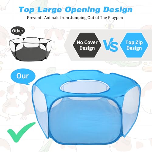 Rypet Guinea Pig Playpen Pop-Up, Outdoor Yard Fence for Small Pets,TentBlue - color: Blue, style: Enclosed Playpen