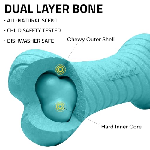Playology Dual Layer Bone Dog Chew Toy - Jumbo, Peanut Butter Scent - size: Jumbo, style: Peanut Butter
