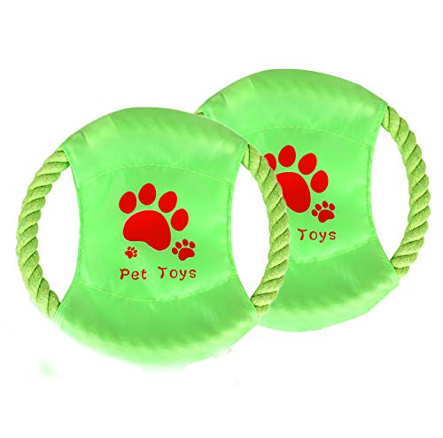 Dog Toys Flying Disc Rope Toy Chew Toys 2 Pack for Dogs Flying Discs Training Cotton Rope-Dog Toy Pack Set DT1-2P - color: Rope Flying Disc -2 Pack