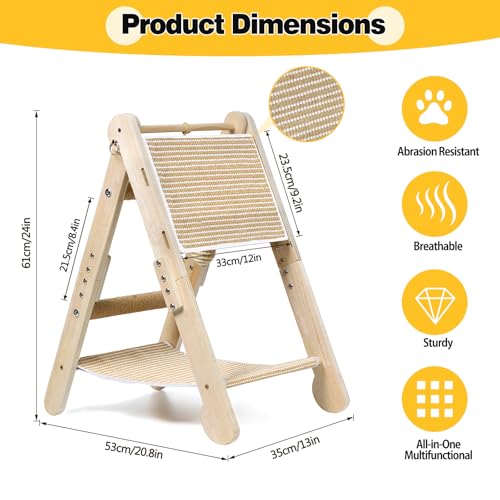 Cat Scratching Pads, Cat Scratch Board, Protecting Furniture Cat Scratcher with Toy Ball, Triangle Shaped 3 Usable Sides for Indoor Cats, Cat Scratch Post, Cat Toy Durable Woodboard Vertical
