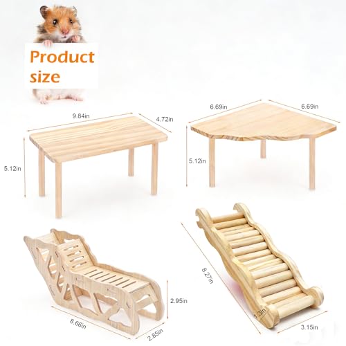 4 Pcs Hamster Cage Accessories, Natural Wood Platform Climbing Toy - color: L