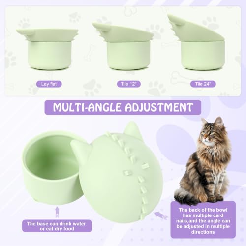 2 Pack Silicone Cat Slow Feeder,Tilted Design with Non Slip Base
