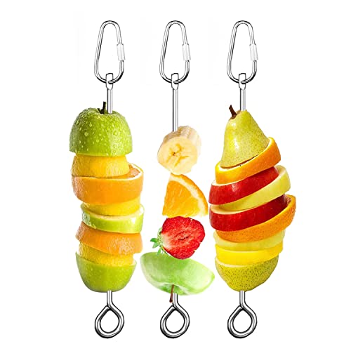 Bird Cage Food Holder Parrot Fruit Vegetable Skewer Bird Cage Feeder, 3Pack