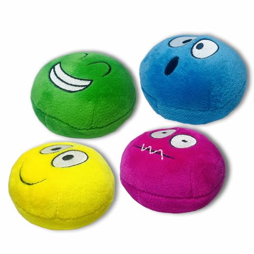 HOLYSTEED Plush Squeaky Dog Toys for Small, Medium Breeds, 2.9" Flat Balls