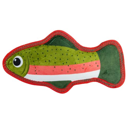 Outward Hound Tough Skinz Dog Toy with Jumbo Squeaker, Trout, 9.5" - color: Green Trout, size: Medium