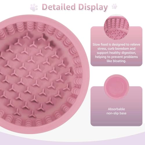 Dog Slow Feeder Lick Bowl, Freeze Lick Mat with Suction Cup - color: Pink, size: Small