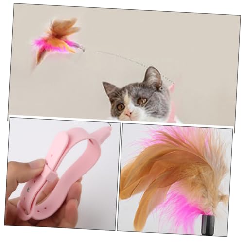 SUPVOX 2-Pack Hands- Feather Collar Toy : Adjustable Silicone Teaser Wand for Indoor Cats - Self-Play Interactive Kitten Toy with Bell