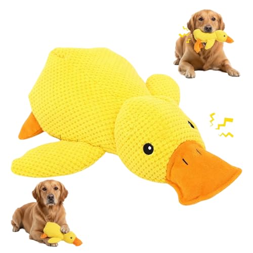 1 PCS Calming Duck Toy for Dogs, The New Mellow Dog Calming Duck, Soft Plush Yellow Duck Dog Toy, Anxiety Relief for Pets, Quacking Sound for Indoor Dogs, 23x20 cm