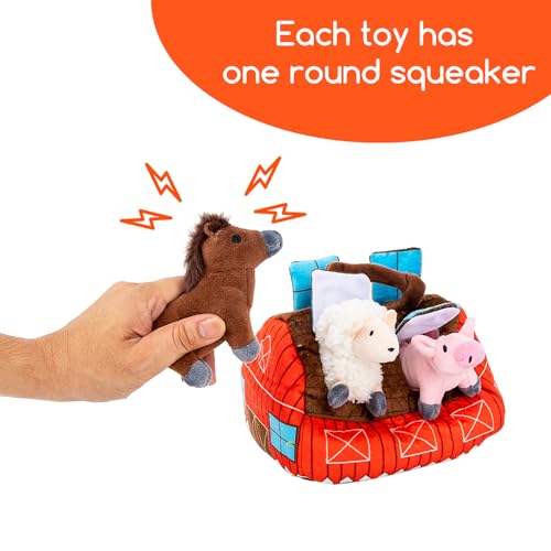 Hollypet Squeaky Hide and Seek Dog Toys for Small and Medium Dogs, Farm - style: Farm