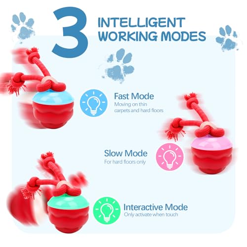 Goosheep 2026 New Interactive Dog Toys, Automatic Moving Dog Ball for Medium/Large Dogs, Interactive Smart Rolling Dogs Toy Ball with Light Up to Keep Them Busy(Red) - color: Red