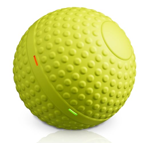 SNOYWEN Smart Interactive Dog Balls, Durable Food-Grade Rubber Material, Automatic Moving, Bouncing, Rotating Toy with Light for Medium, Large Dogs, IPX7 Waterproof (Yellow)