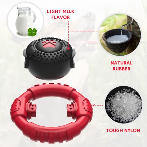 Dog Toys for Aggressive Chewers Large Medium Small Breed Indestructible - color: Red