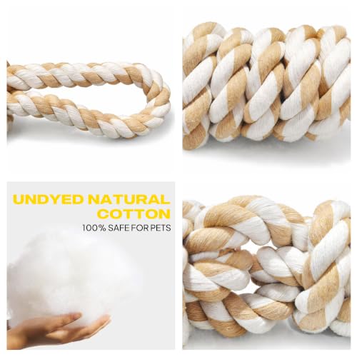 Fida Dog Rope Toys for Aggressive Chewers, Tug Toys for Large Medium Dogs - color: White-2 handles