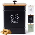 Dog Treat Container with Airtight Bamboo Lid, 5"W x 7"H, 7 Cup Capacity - color: Black - Small