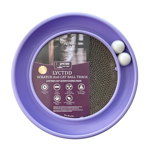 Interactive Cat Ball Track Toy for Indoor Cats, Cat Scratching Board & Exercise Set for Bored Indoor Adult and Kitten Mental & Physical Stimulation, with Spare Ball to Prevent Loss (Purple) - color: Purple