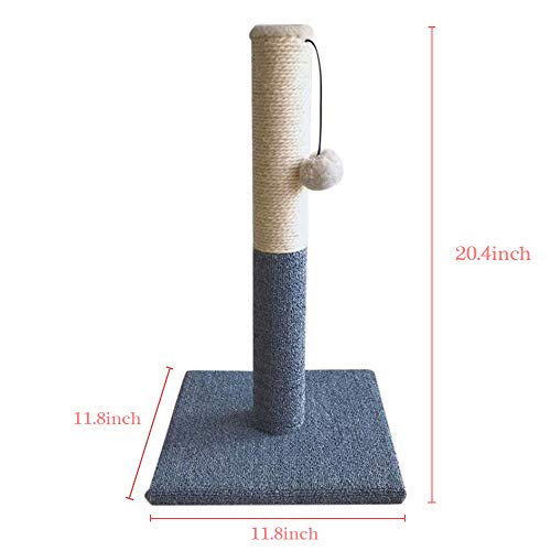 Barelove Cat Scratching Post Tower, Tall Cat Scratch Post, Natural Sisal Rope Scratcher Posts Refill for Indoor Cats, Carpet Cat Scratching Post with Replaceable Toys, Sturdy Base (Grey) - color: White