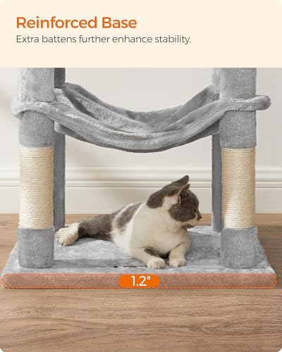 Feandrea Cat Tree, 54.2-Inch Cat Tower, Multi-Level Condo, Light Gray - color: Light Gray, size: 54.2 Inches