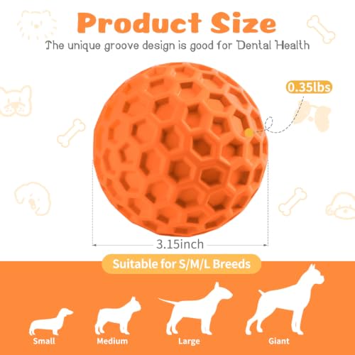 HIPPIH Indestructible Squeaky Dog Toys, Interactive Dog Balls 2 Pack - color: Blue+Orange, size: 3.15inch+3.15inch
