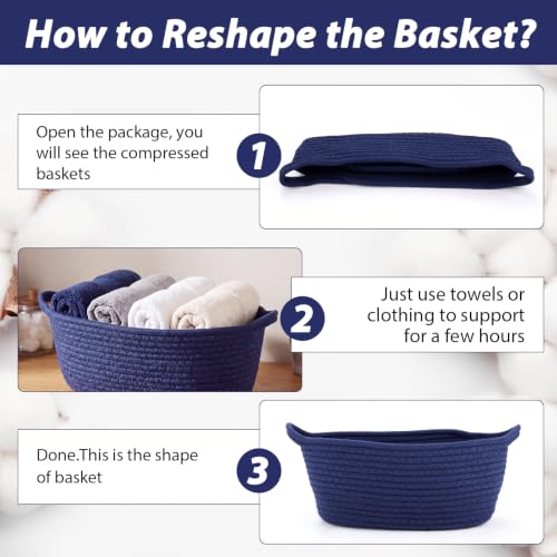woric Navy Blue Baskets for Gifts Empty Small Woven Gift Basket - color: Navy Blue